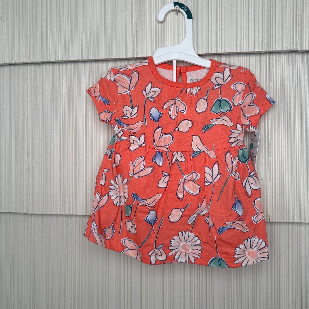 NWT 3m Carters Pink Floral Shirt